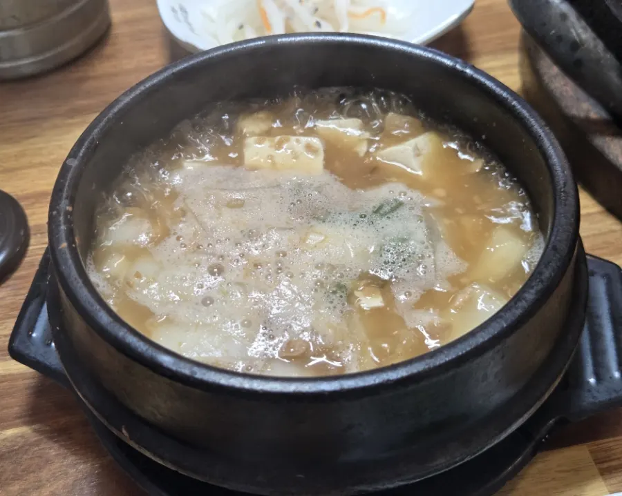 Complimentary cheonggukjang doenjang stew