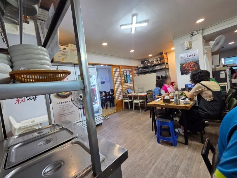 Interior view of the restaurant with group rooms