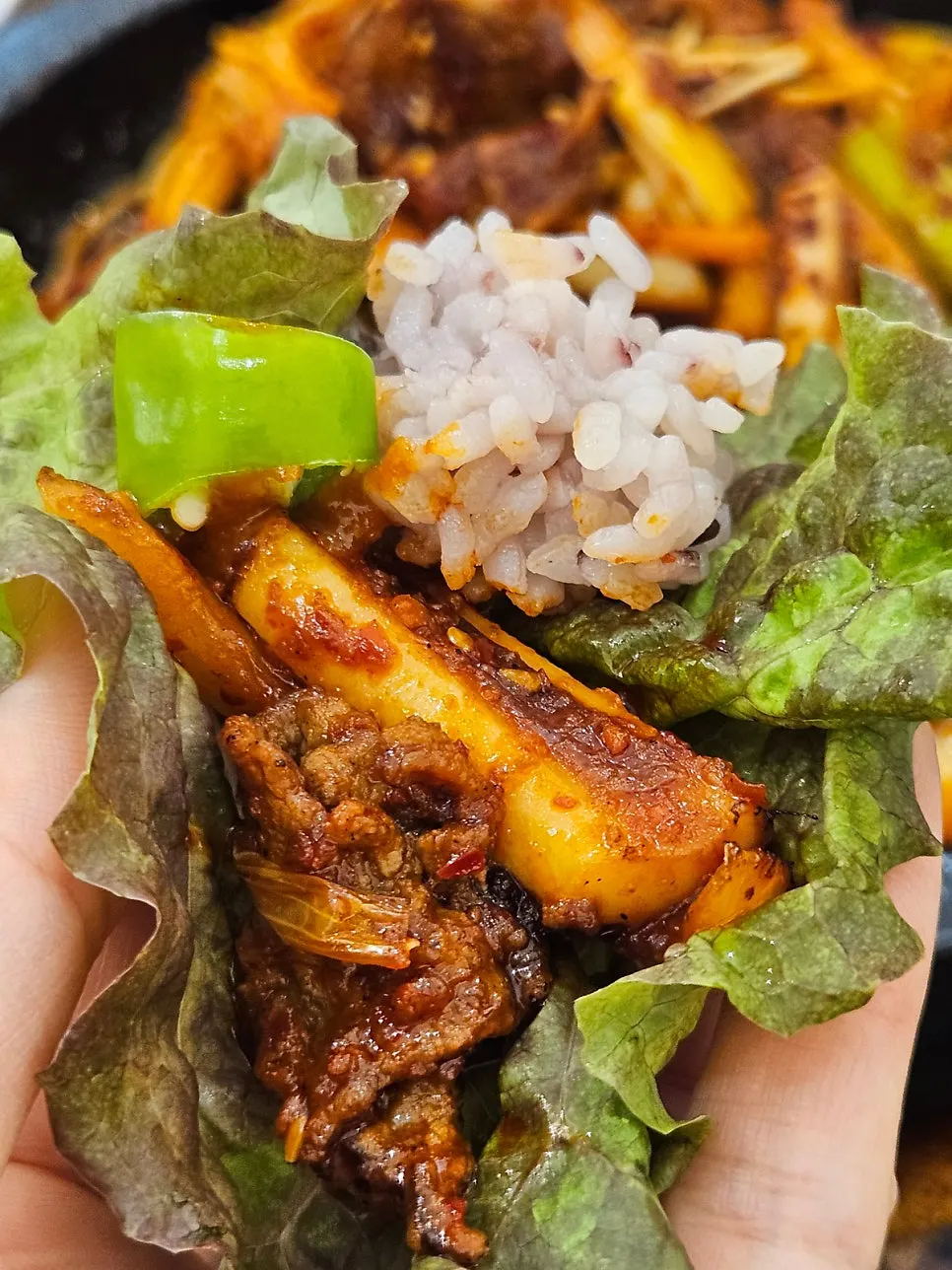 Ssam vegetables and sauce from the self-bar