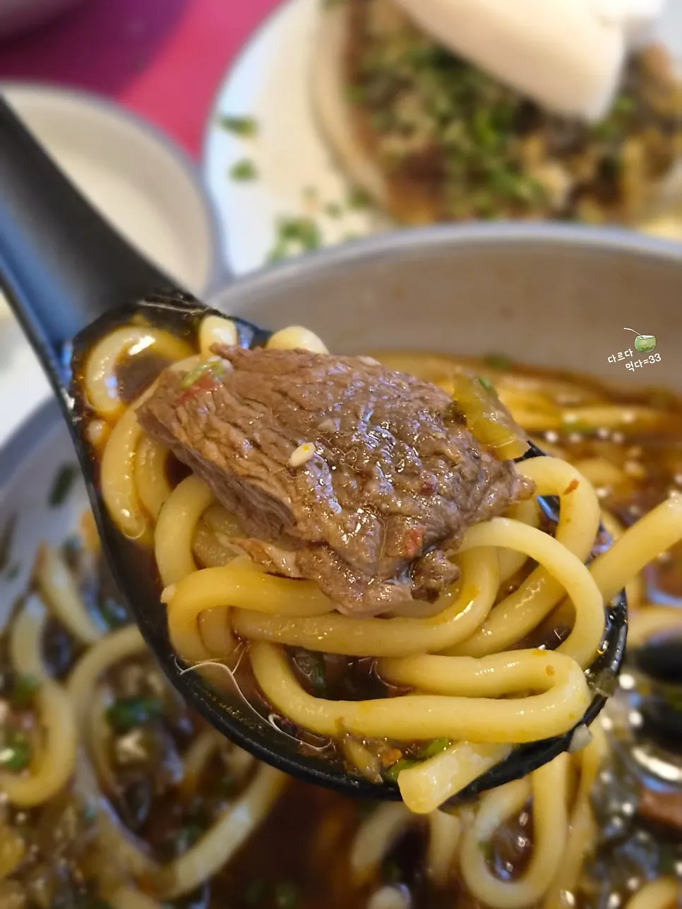 진한 국물의 우육면 클로즈업