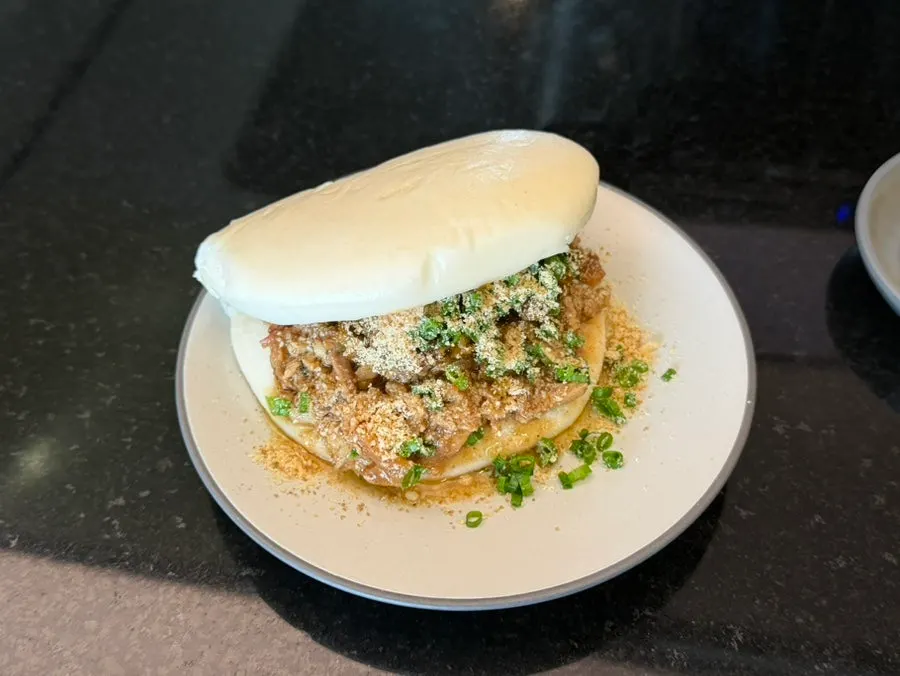 Classic bao filled with braised-pork-style meat