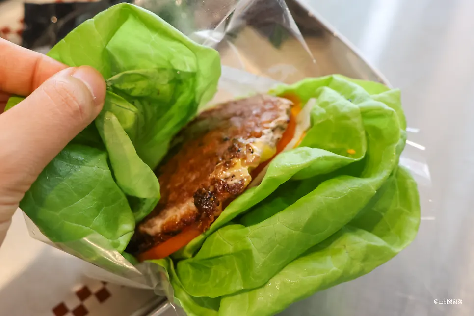 Burger wrapped in lettuce instead of a bun