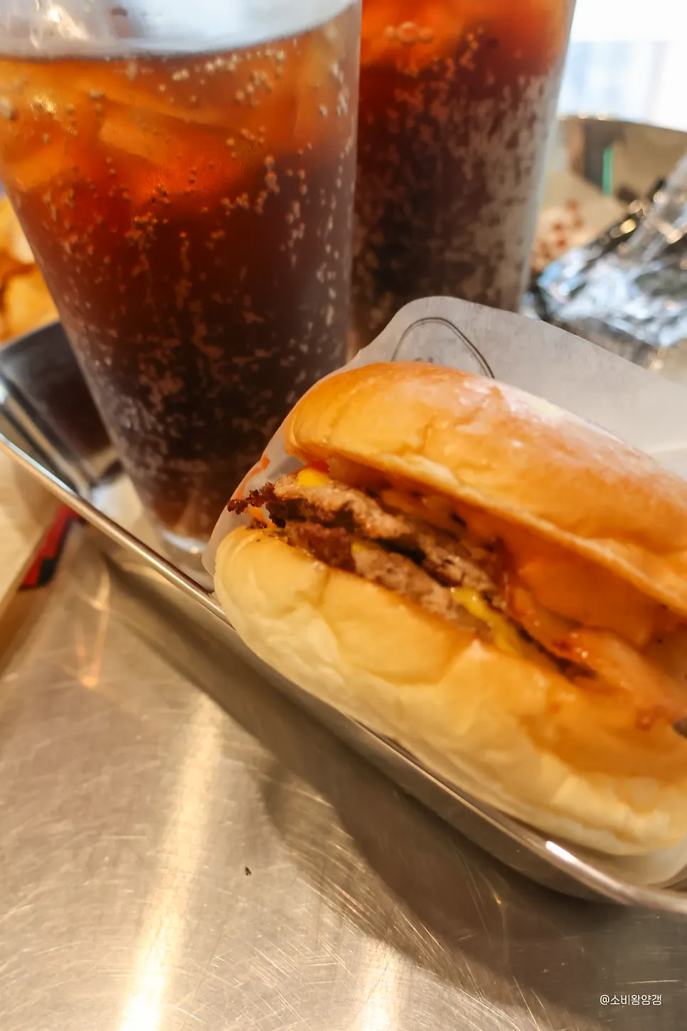 Cross-section of the double bacon cheeseburger