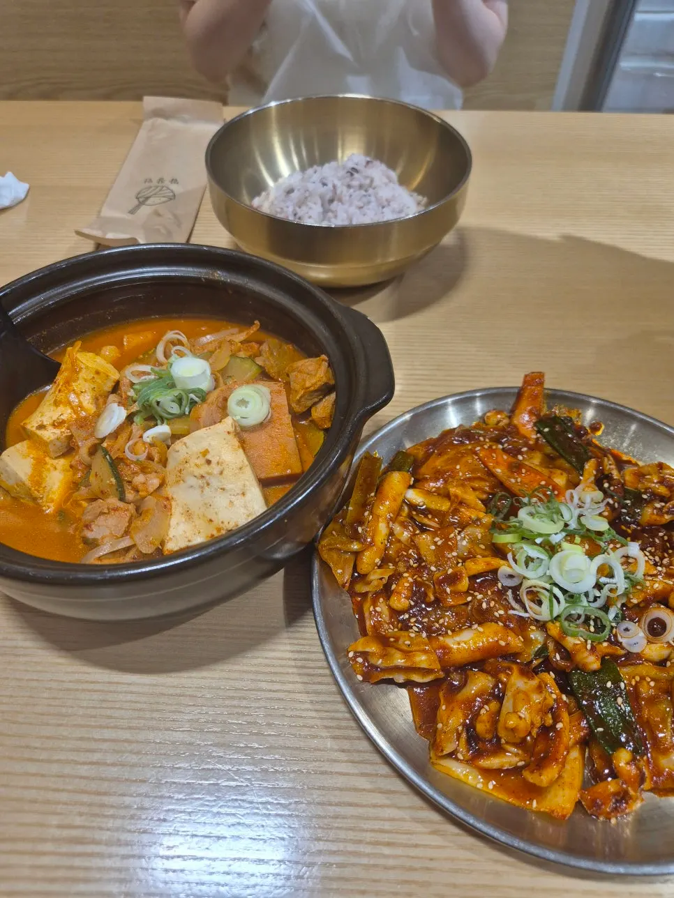 Full spread of the two-person set at Bap Jangin Hongdae Branch