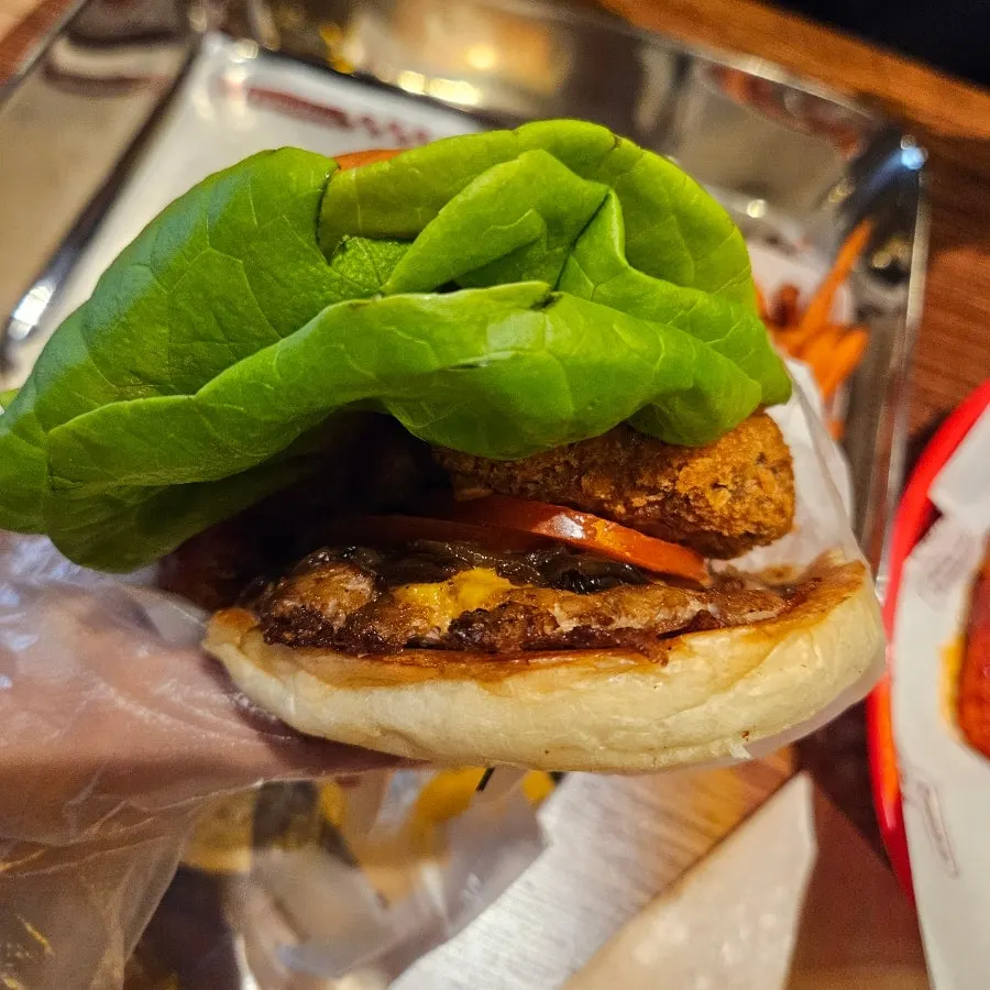 Mushroom Burger with fried shiitake mushrooms