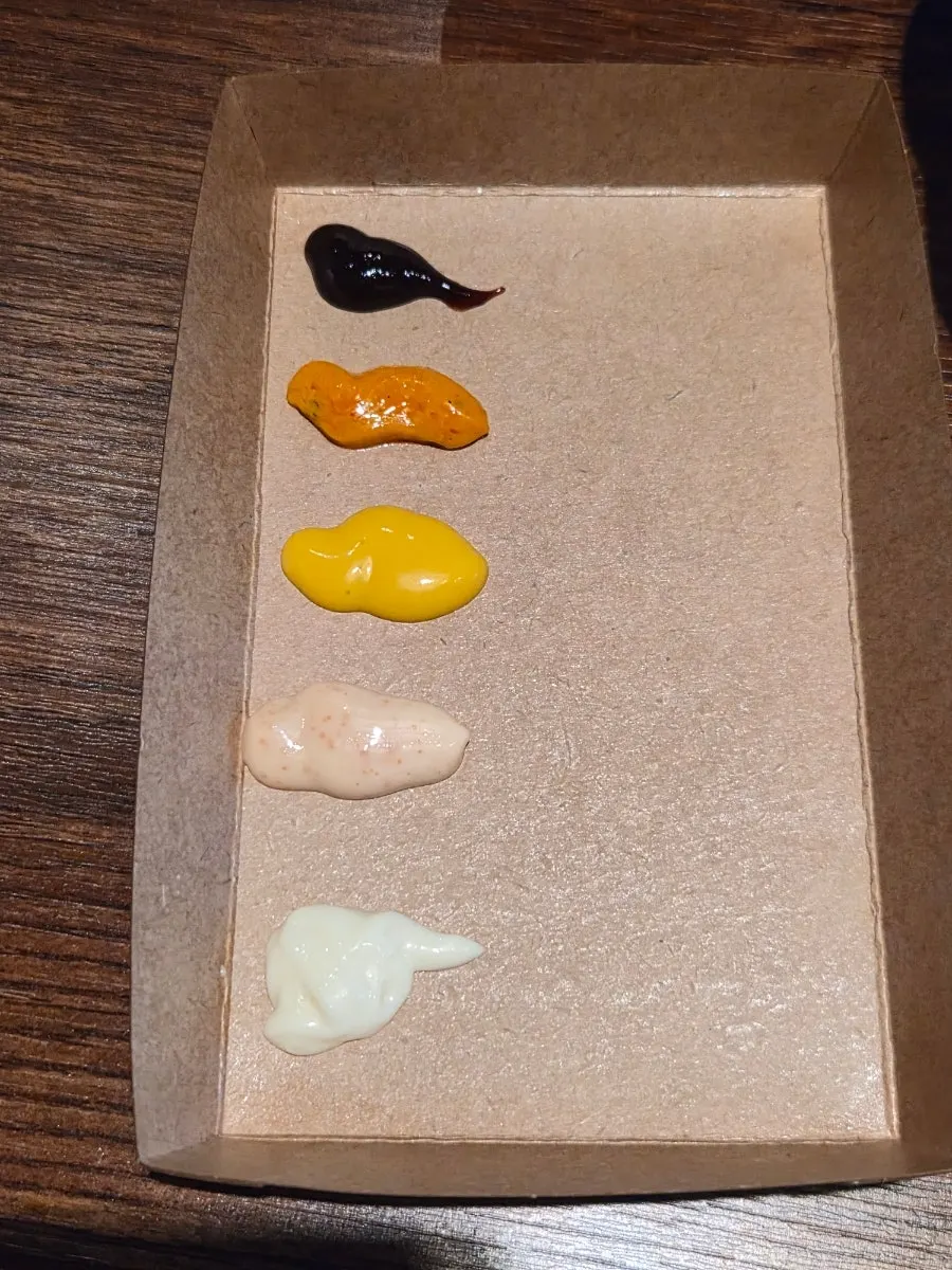 바베큐·바스버거소스·허니머스터드·명란마요·렌치 소스 5종