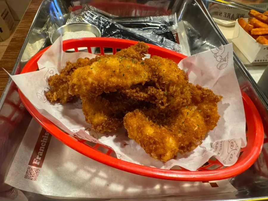 Cross-section of the crispy-outside, juicy-inside crunchy chicken