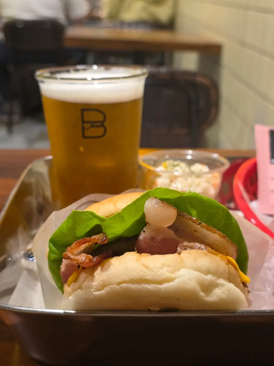 Burger and side menu served as part of the set