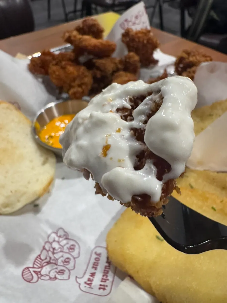 Crispy crunch chicken dipped in yogurt sauce