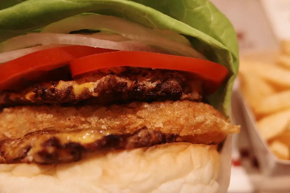 Cross-section of THE Bas Burger, too big for one bite