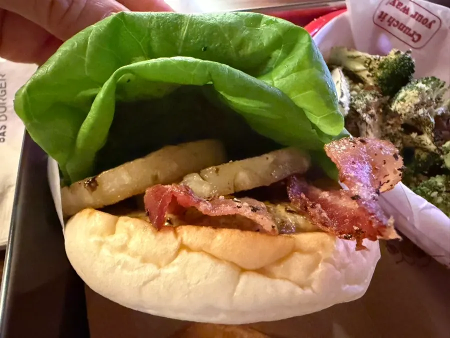 Picked-up Hawaiian burger and Smoky Bacon Grillz