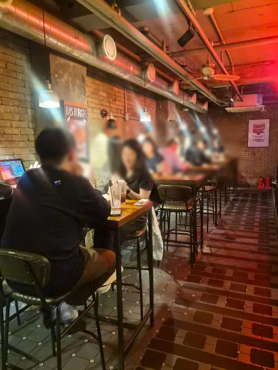 View of bar seating at BAS Burger Euljiro Branch