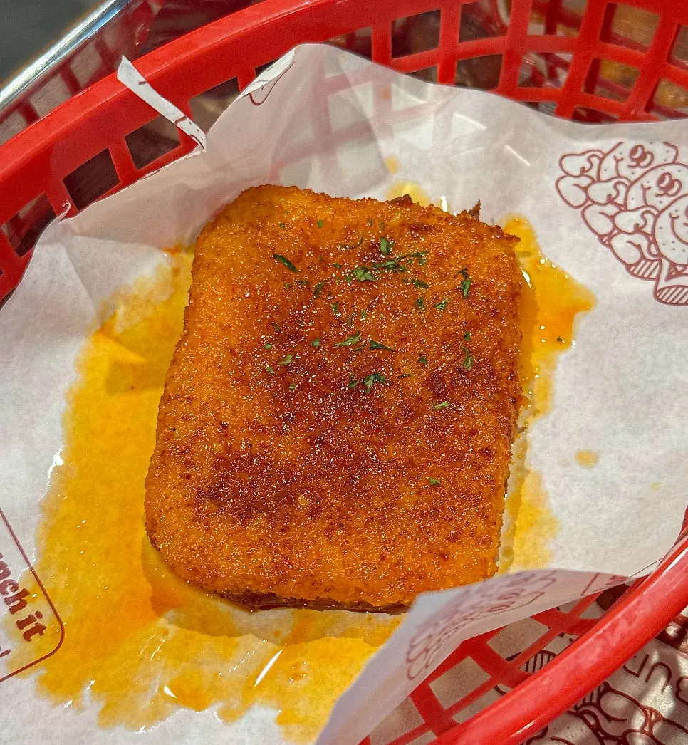 Freshly fried chili mozza cheese bar