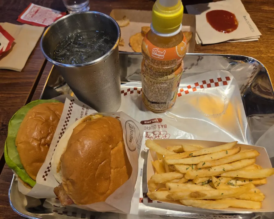Kids' burger set laid out on the table