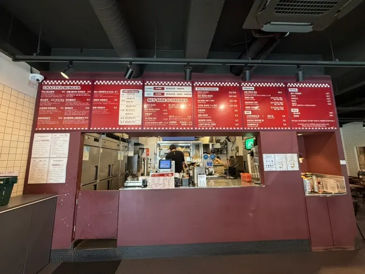Burger menu board at Bas Burger Samseong Station Branch