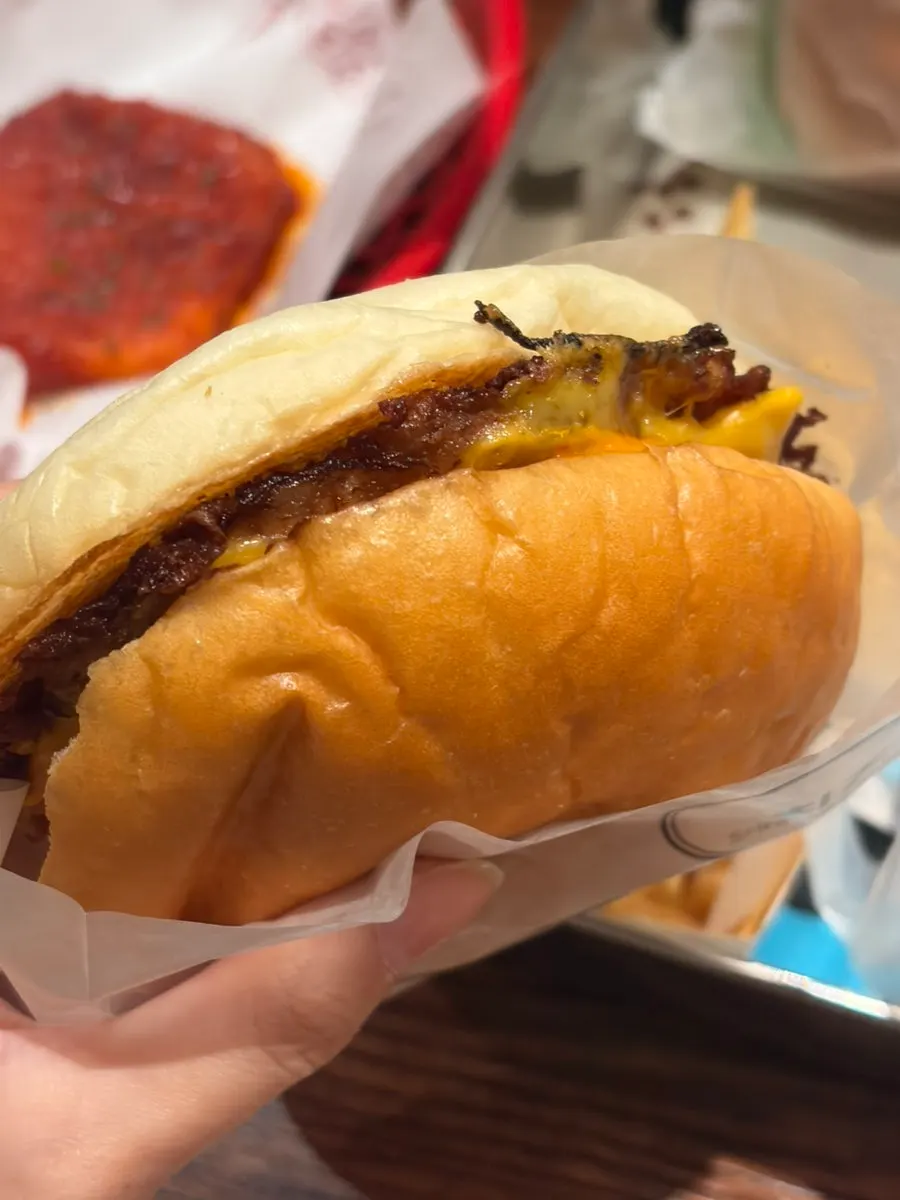 Cross-section of the sriracha cheese burger