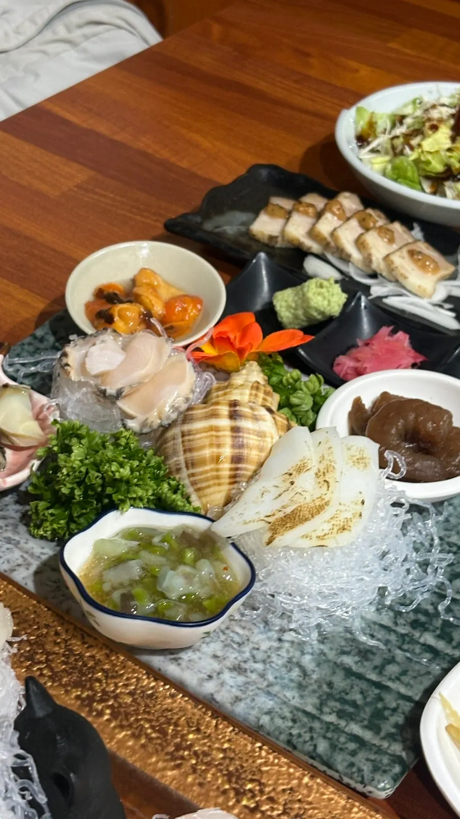 전복 소라 한치 타코와사비 멍게 해산물 한상