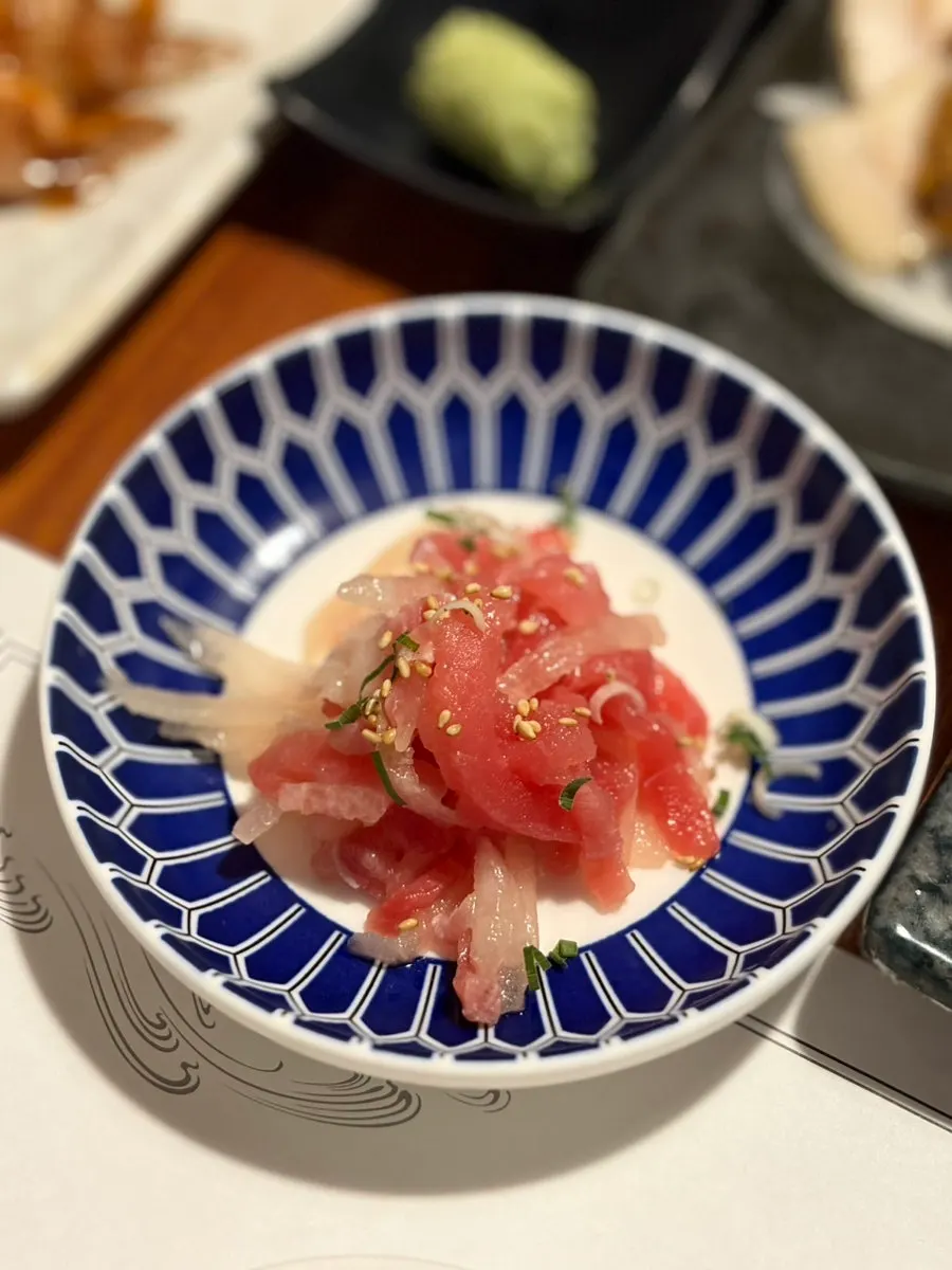 Frozen yukhoe served at Ppong Sashimi