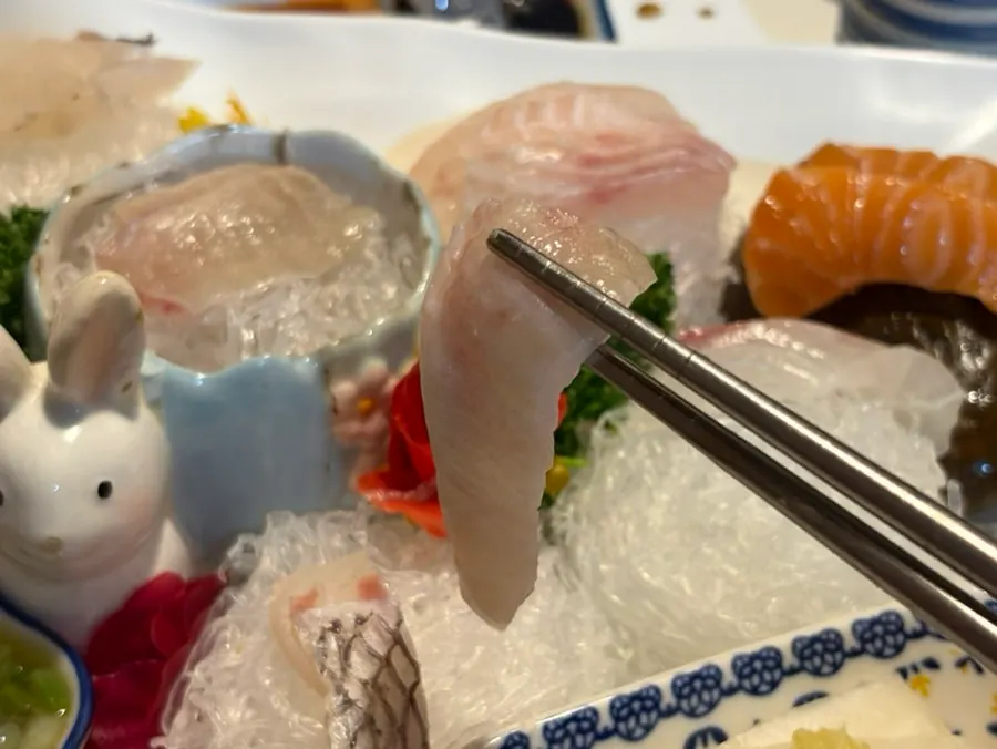 Close-up of the mixed sashimi plate