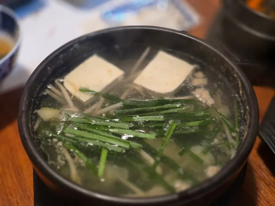 Jirigae soup served at the end of the meal