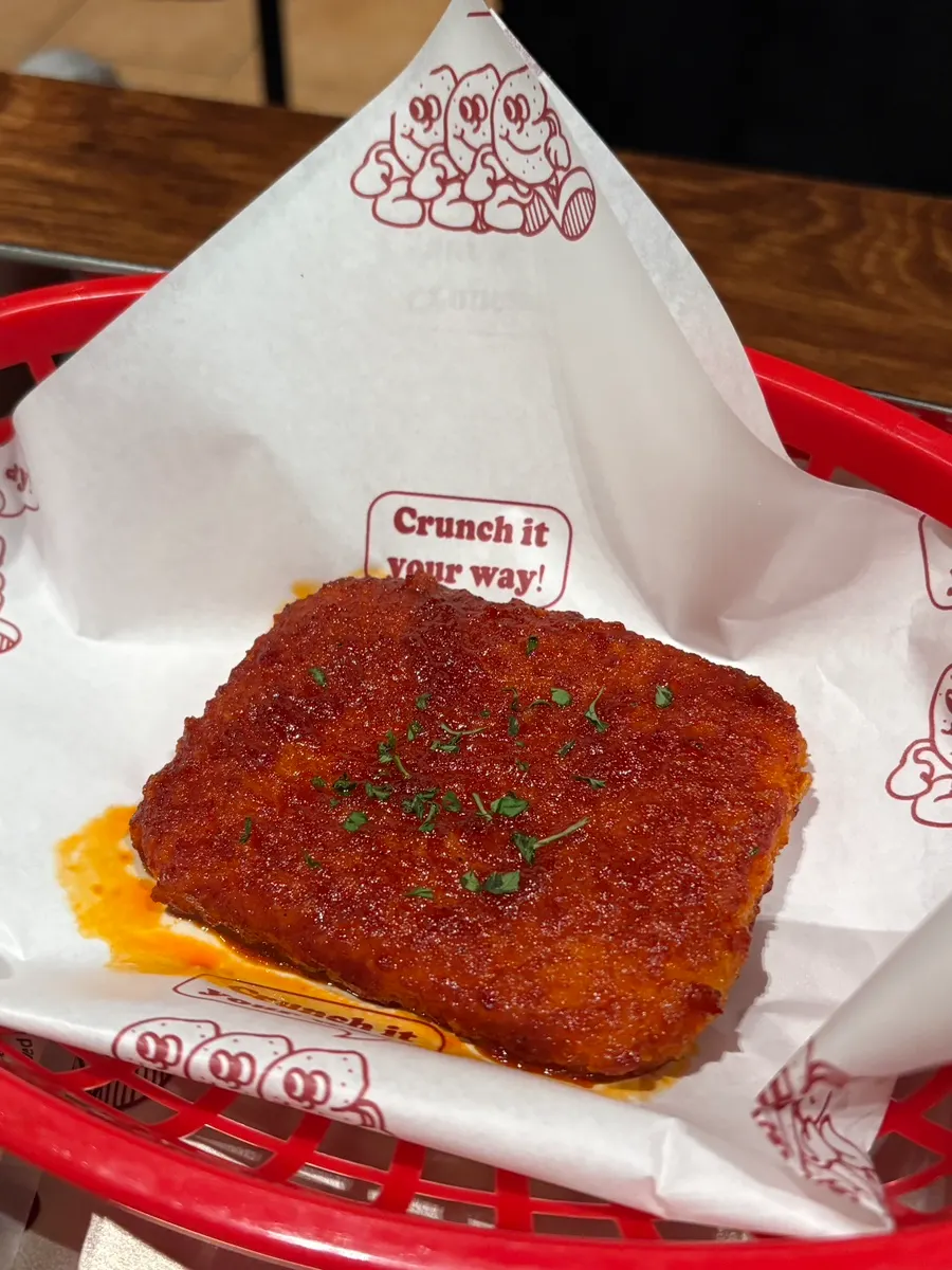 Stretchy cheese pull from the chilli mozzarella cheese bar