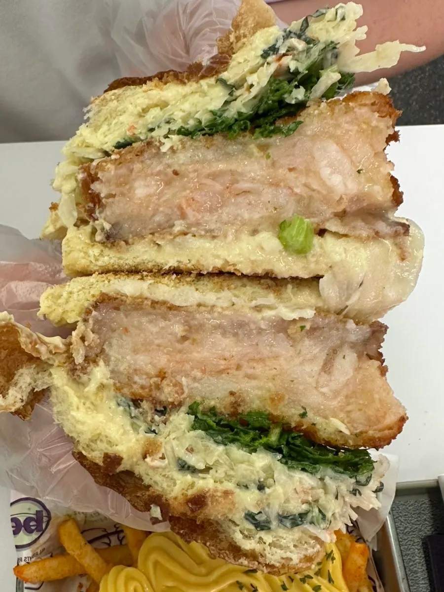 Full view of the Wasabi Shrimp Big Burger