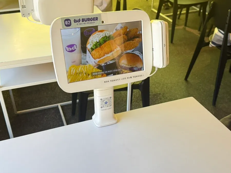 Tablet ordering screen at a bd Burger Seongsu table