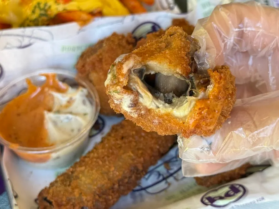 Cross-section of the eggplant fritter