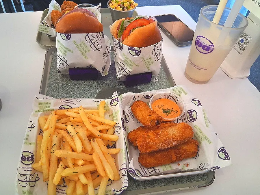 Burger and side spread at bd Burger Seongsu