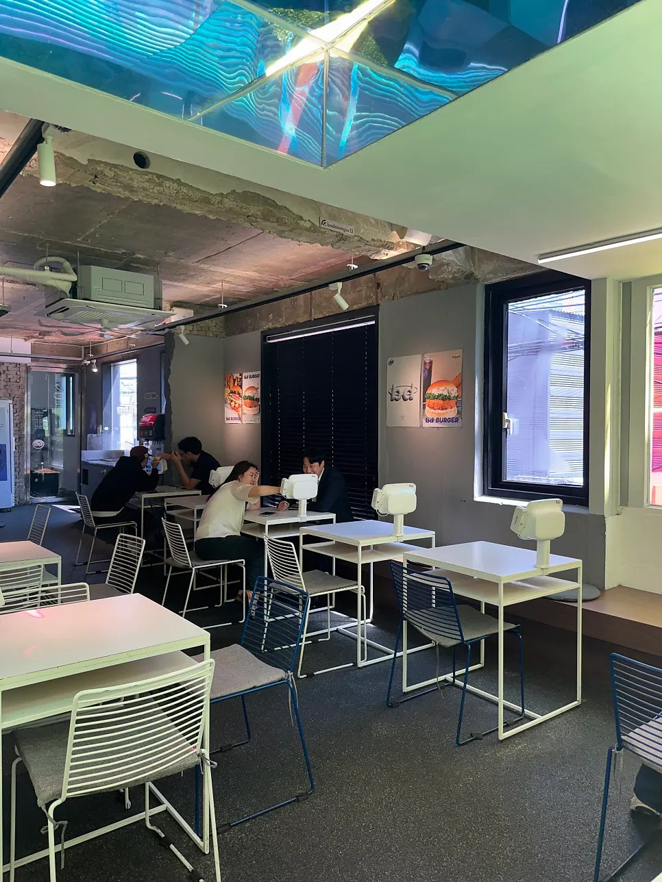 Tables and dining hall view at bd Burger Seongsu