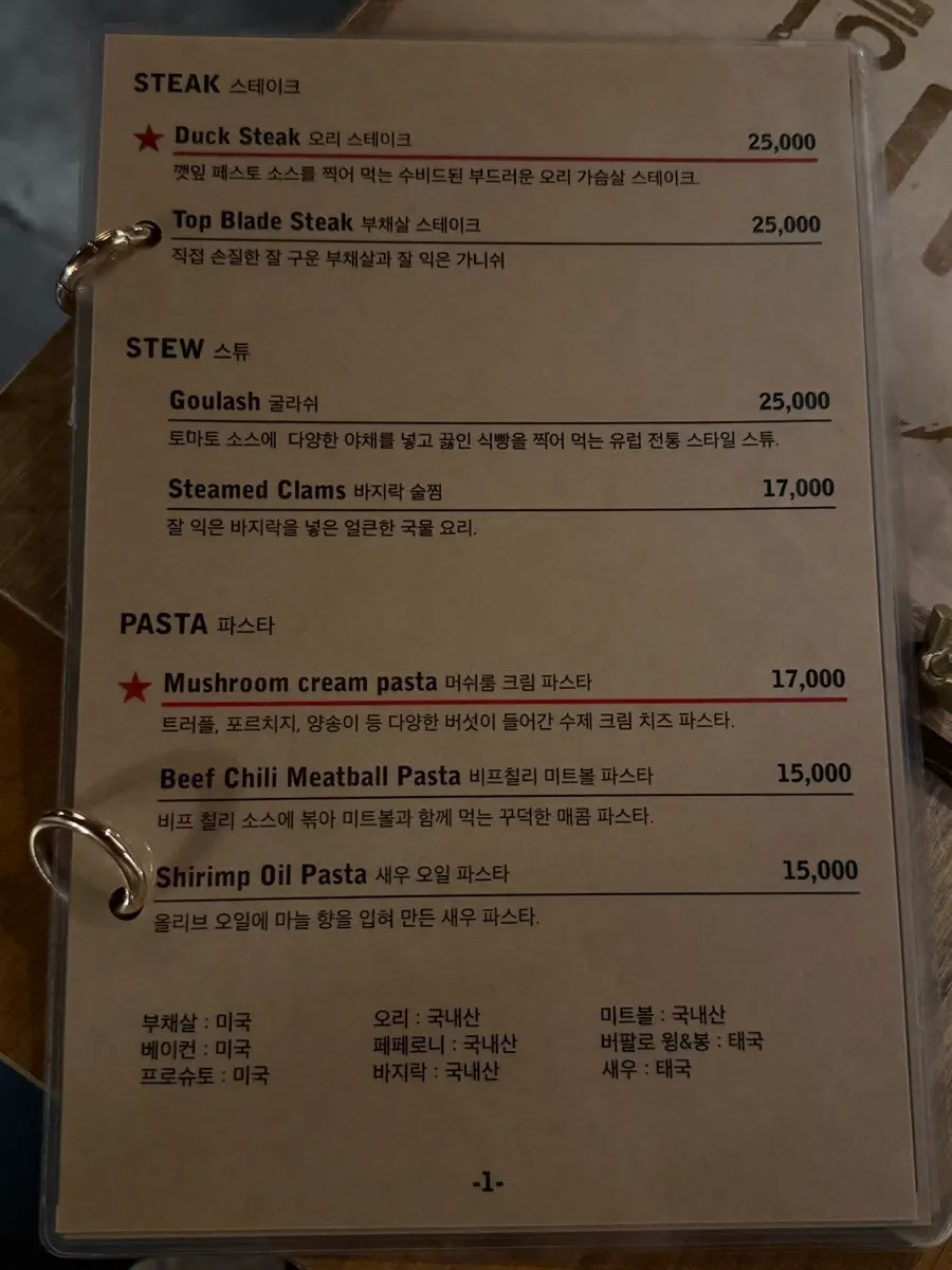 B421 cocktail menu page