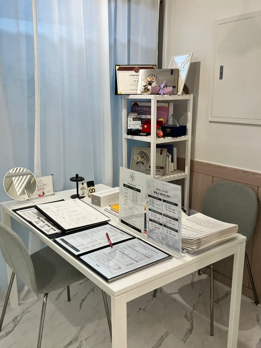 Products displayed for esthetic treatments