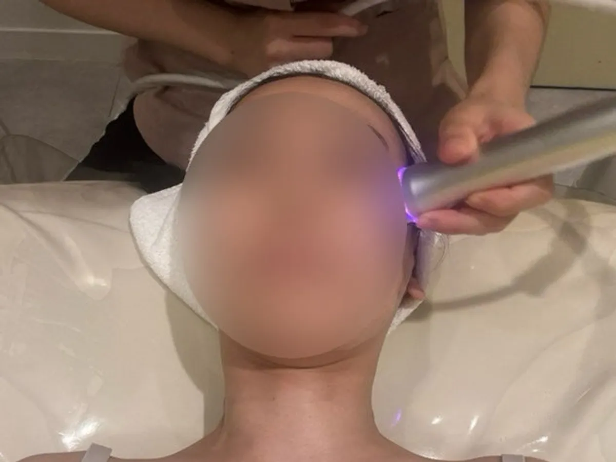 Skin being cleared during the cleansing step
