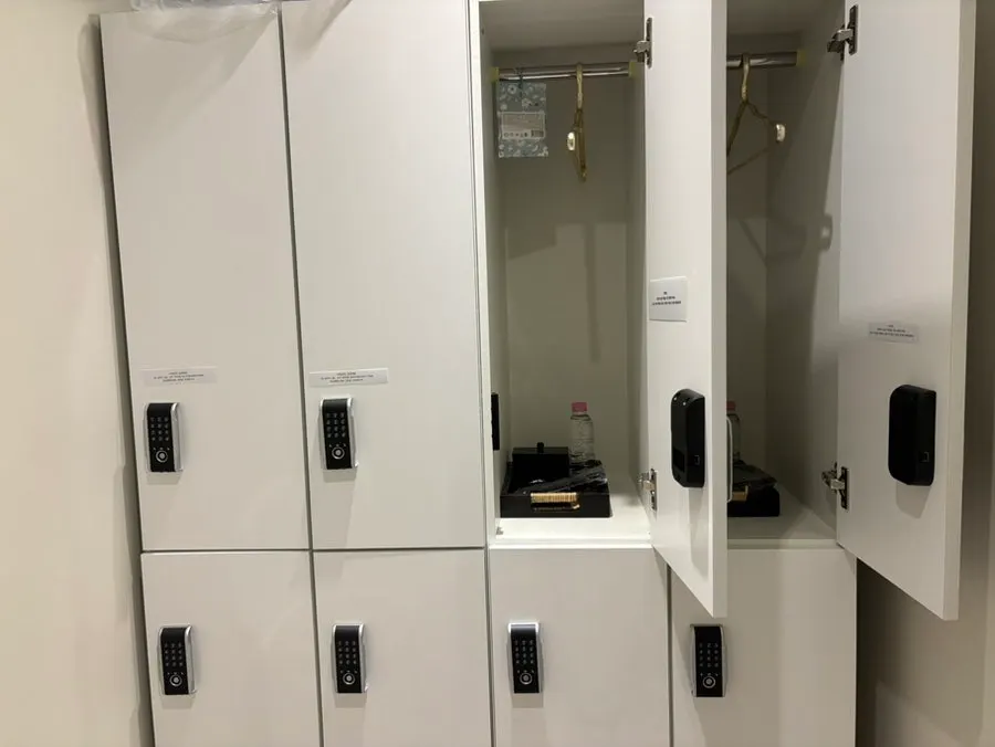 Changing room lockers for storing belongings