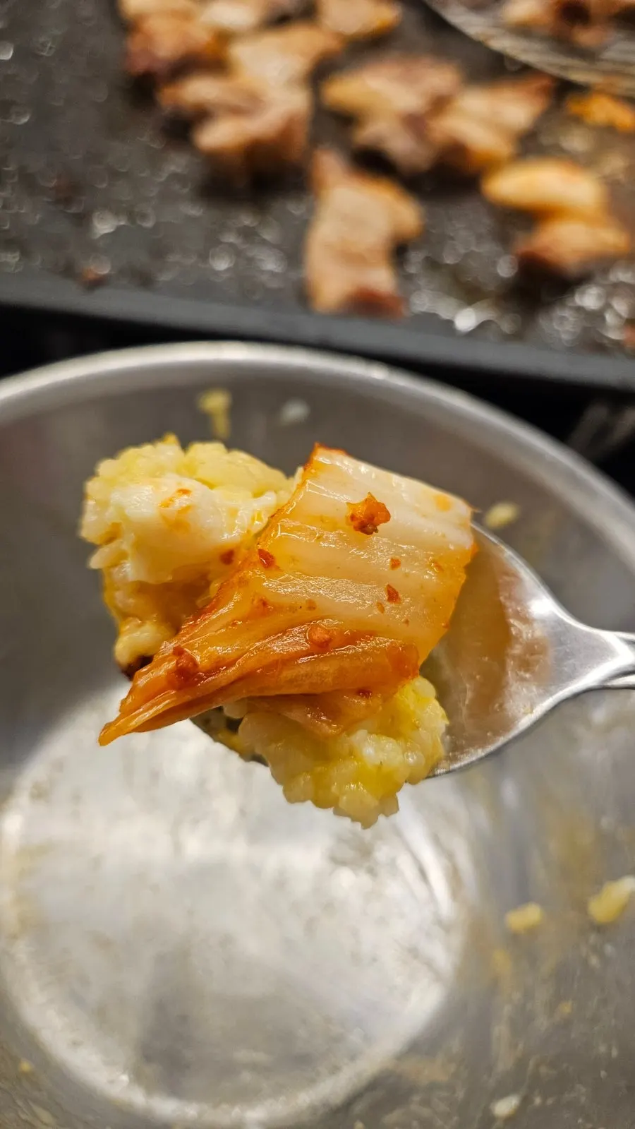 Grilled kimchi paired with meat
