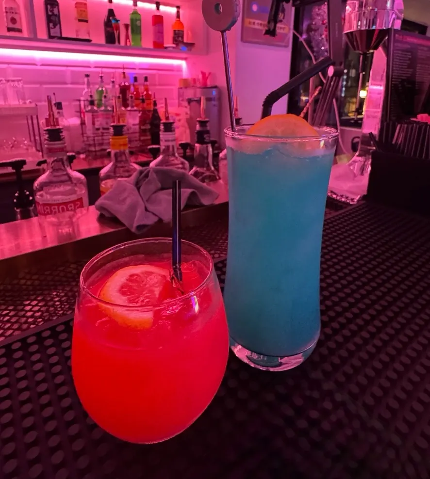 First Love and Blue Hawaii cocktails