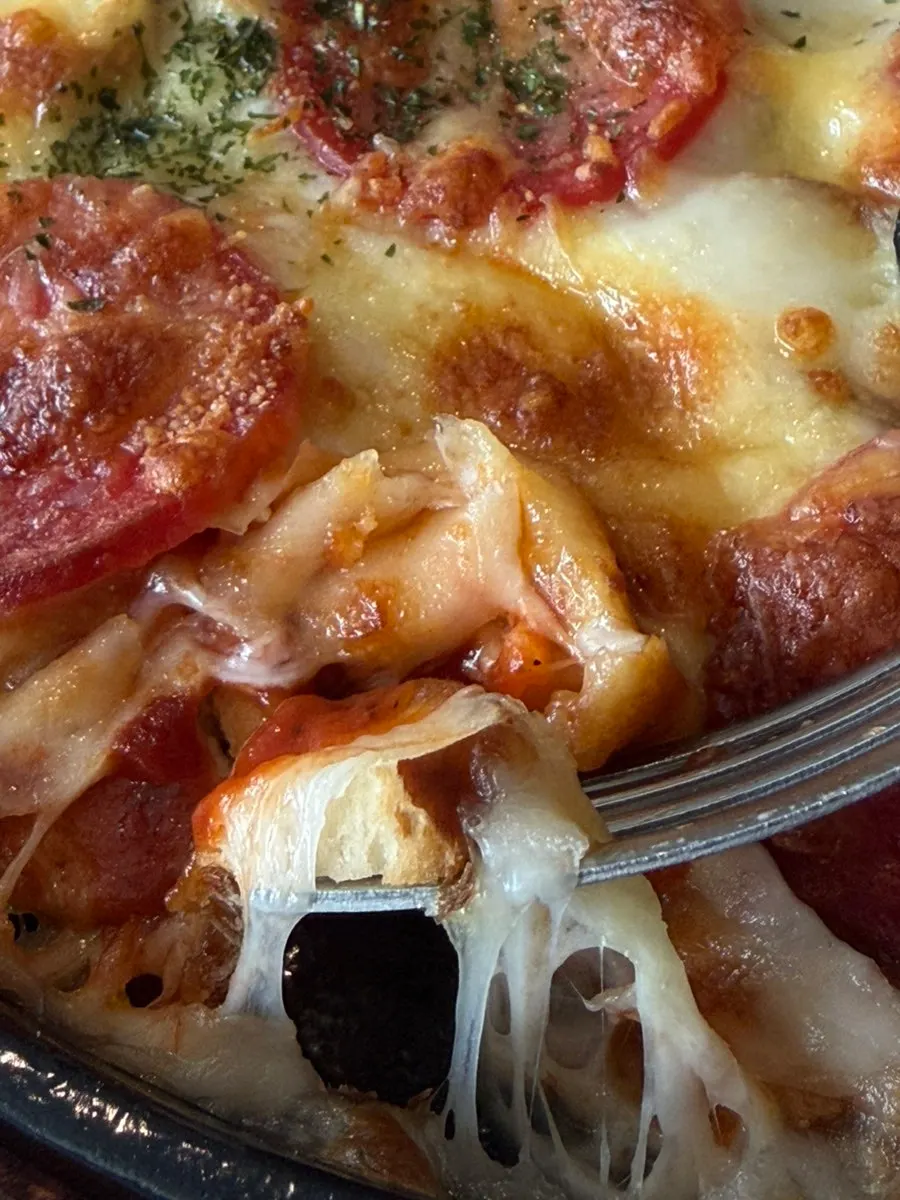 Spoonable pretzel pizza and risotto brunch spread
