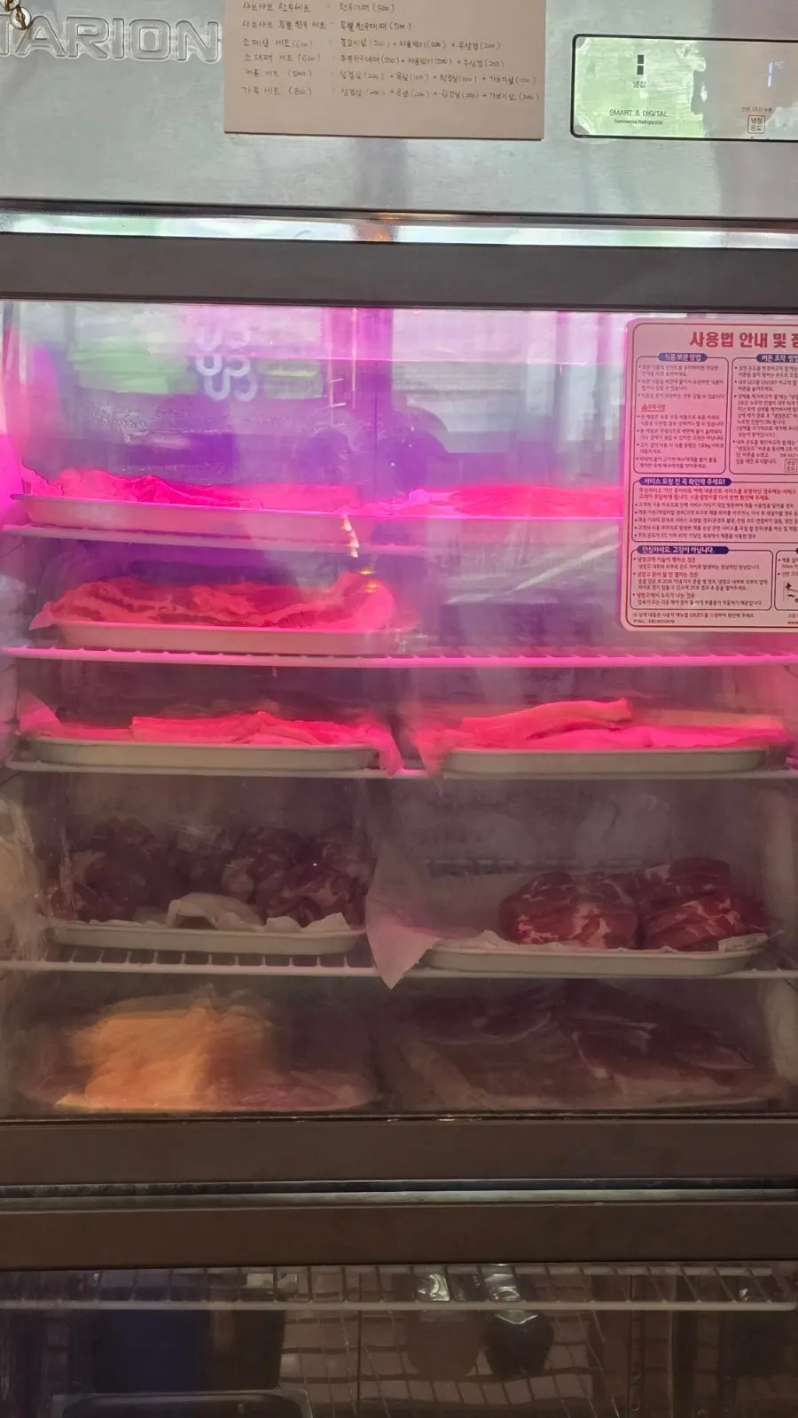 Meat aging room installed inside the restaurant