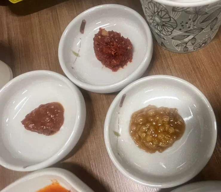 Meat paired with barley doenjang and herring roe