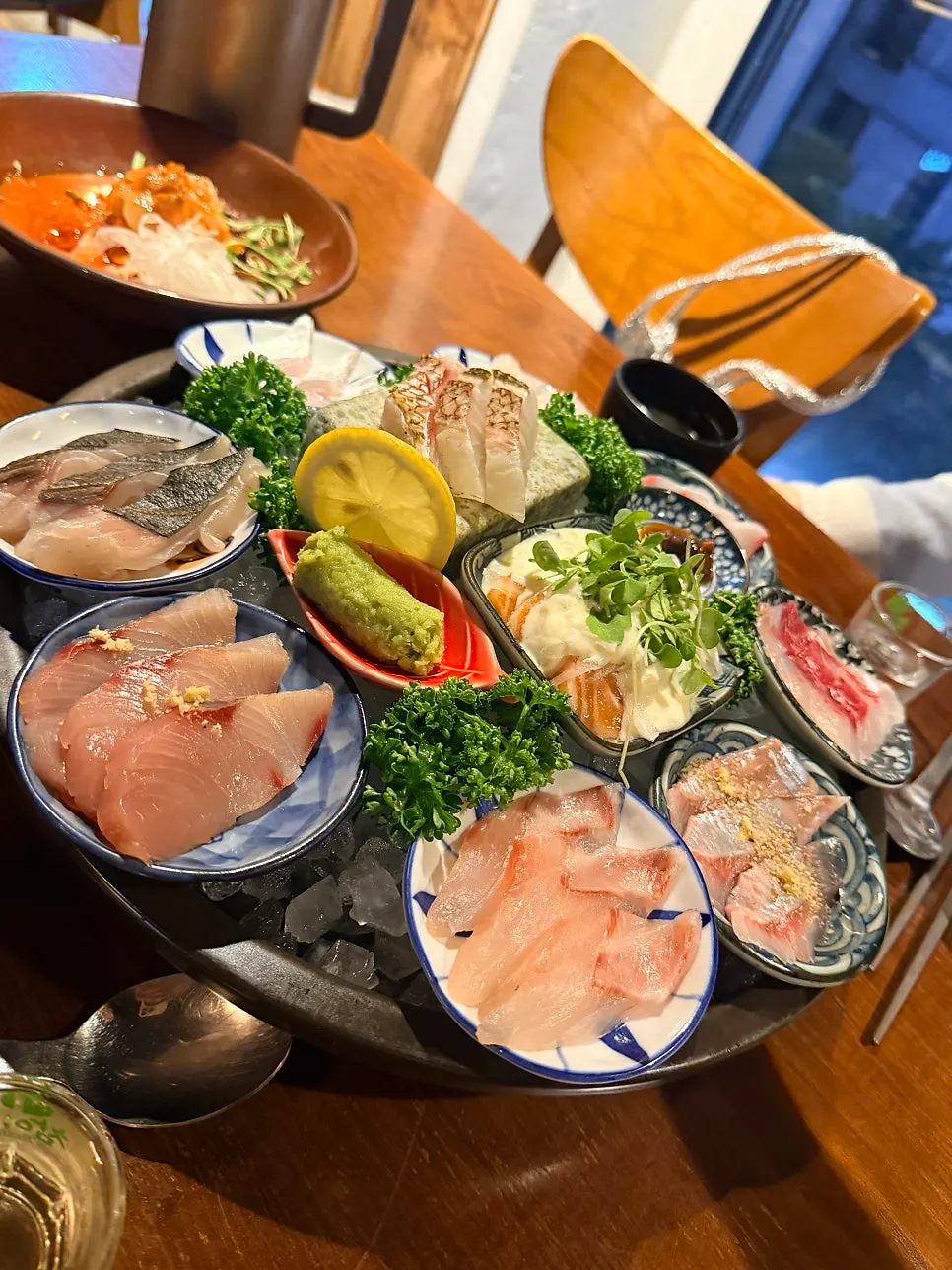 A piece of aged sashimi paired with sauce