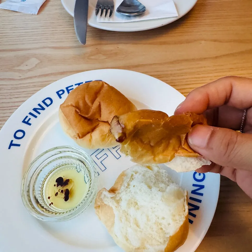 Table set with the pre-meal bread