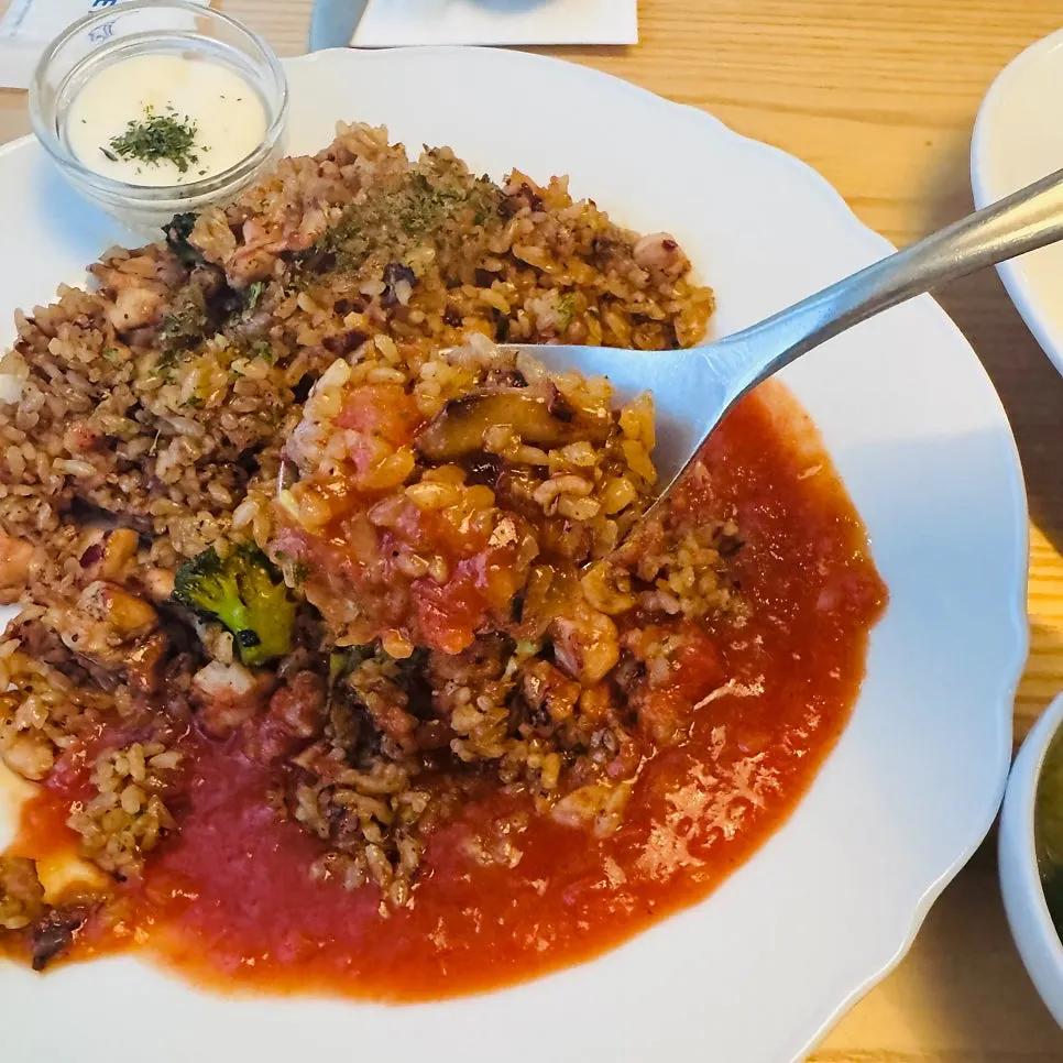 Close-up of the spicy Chicken Pilaf