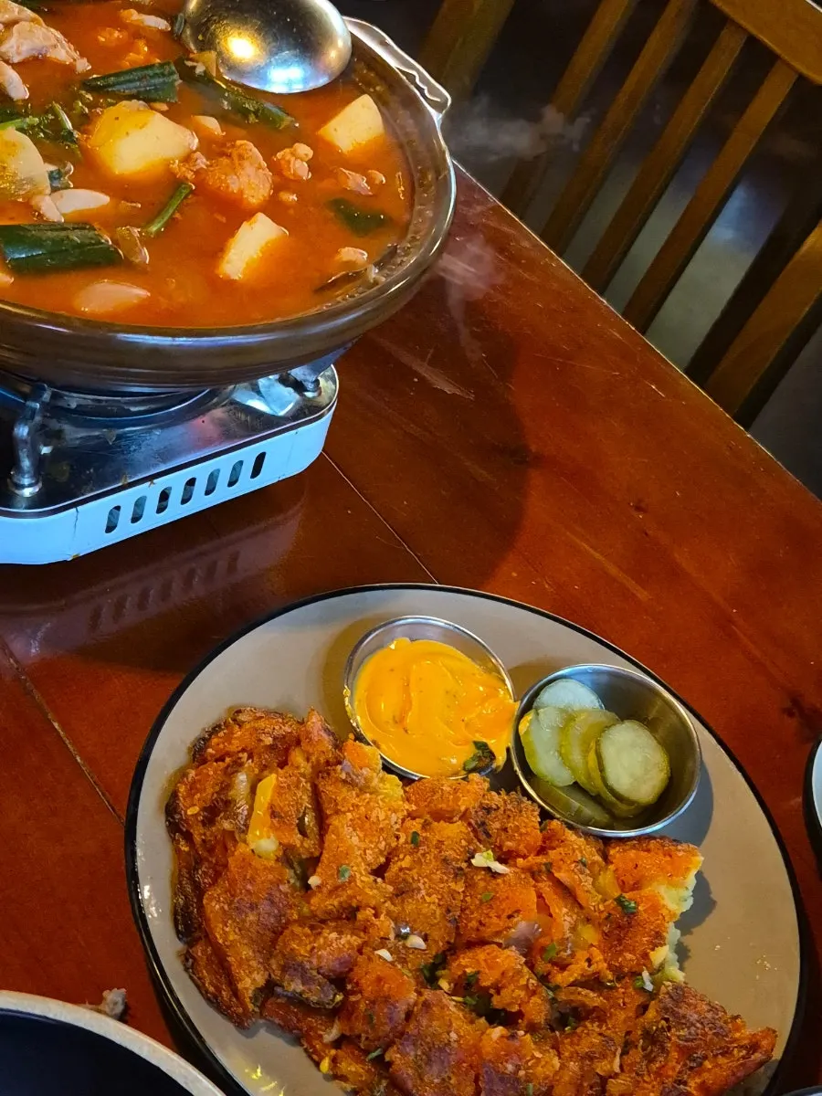 Sweet potato kimchi pancake side dish