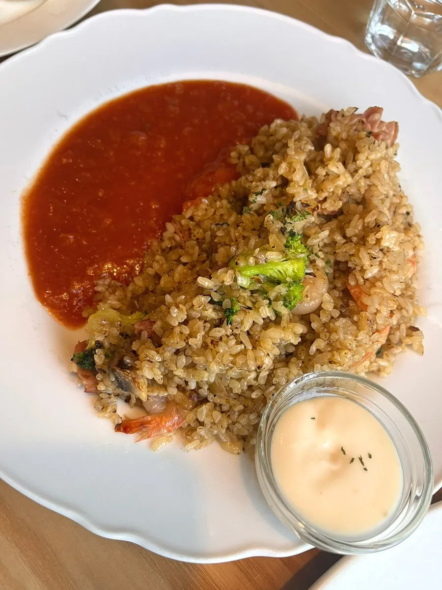 Shrimp pilaf with whole shrimp mixed in