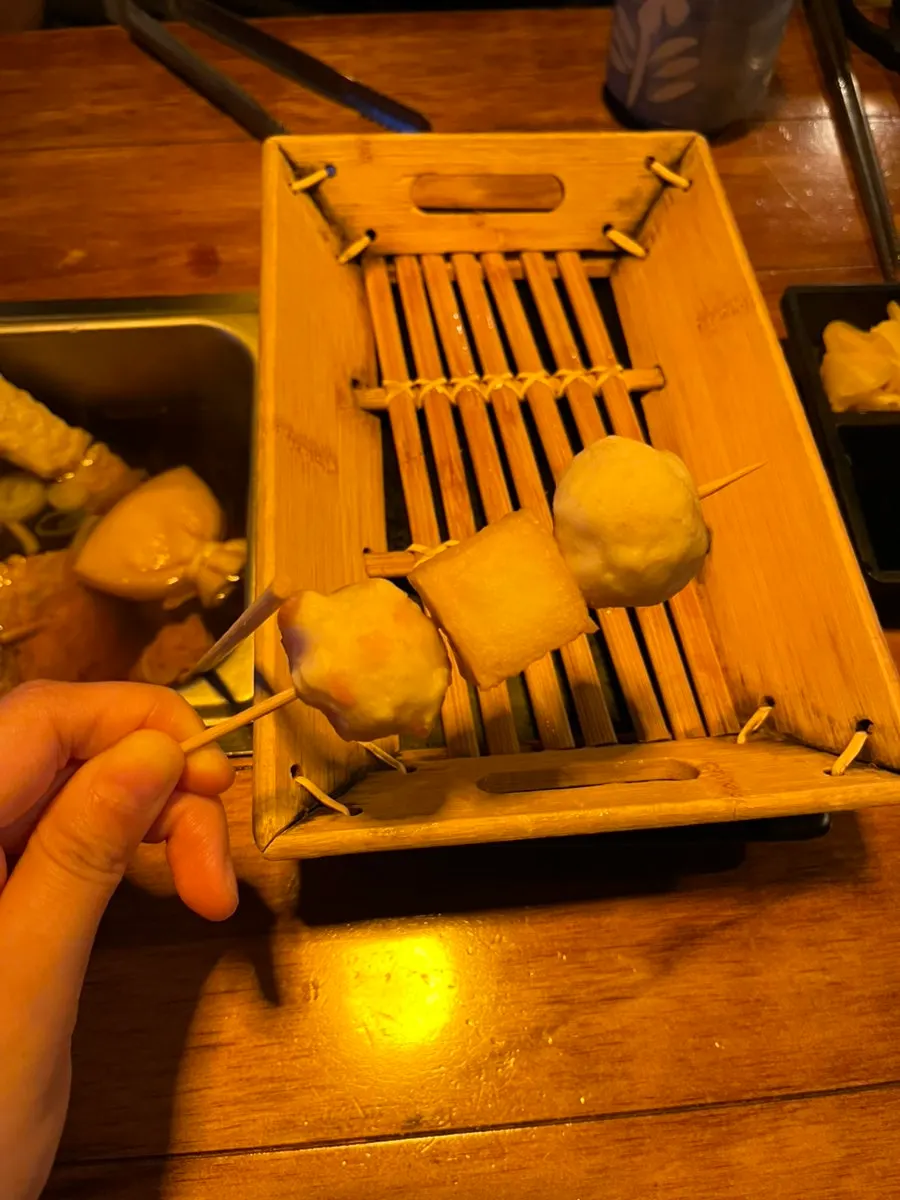 Fried tofu pouch stuffed with mochi