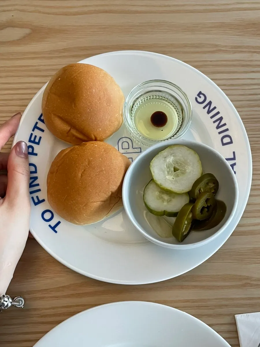 Ordered dishes and starter bread