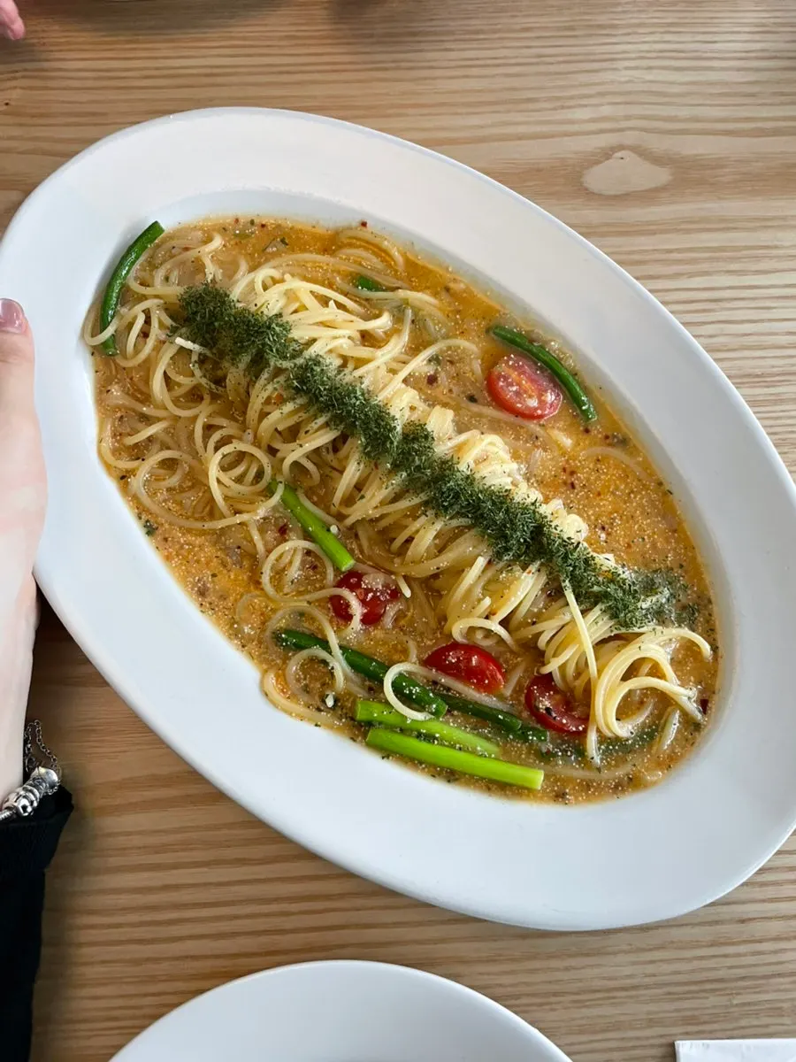 A plate of pollack roe oil pasta