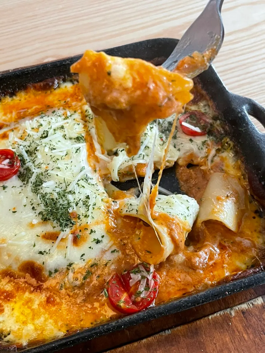 Close-up of limited-quantity lasagna