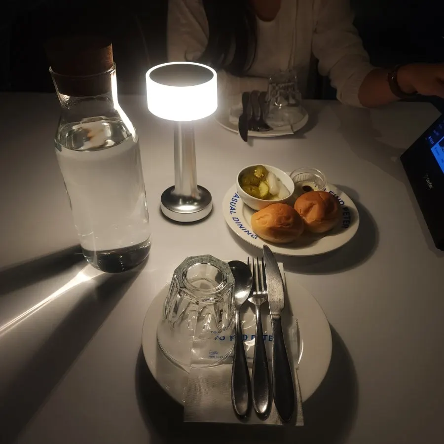 Restaurant meal scene under soft lighting