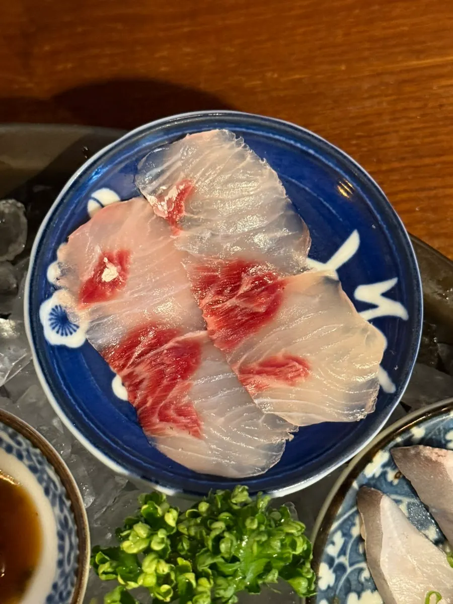 Flounder, pompano sekoshi, and wild mullet sashimi